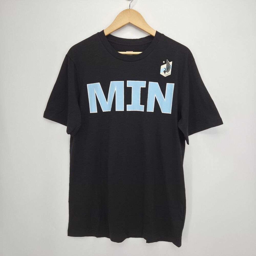 Minnesota United FC MLS T-Shirt Men’s Large Black MIN Graphic Tee Soccer